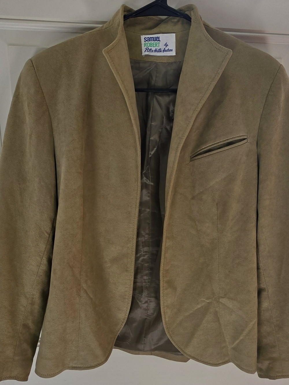 Tan Suede Collarless Blazer